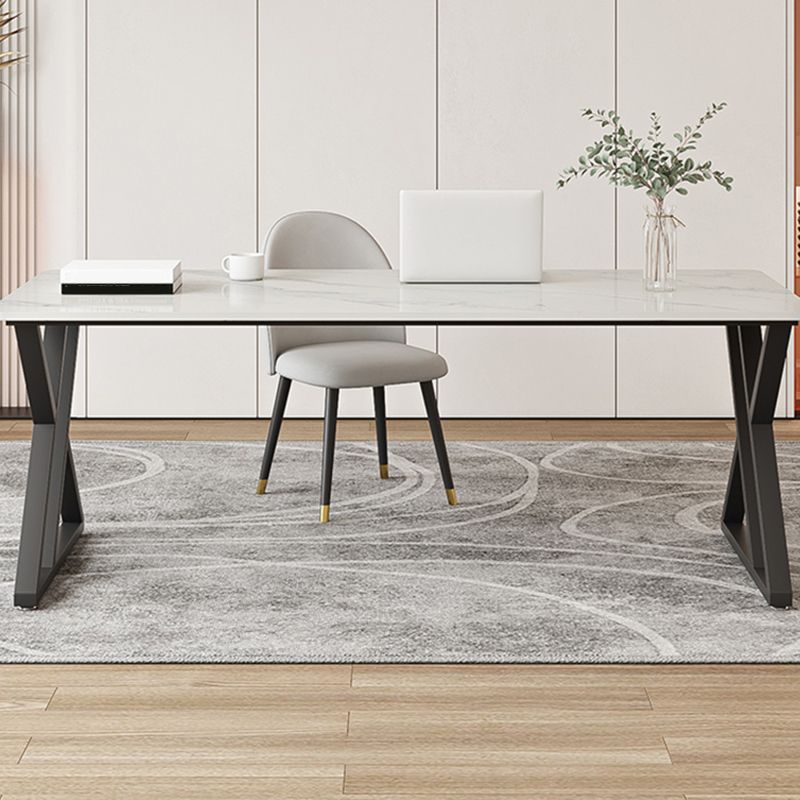 Industrial Style Office Desk Rectangular Shaped Task Desk in White for Office Clearhalo 'furn' 'furn_office_desk' 'Furniture' 'Office Desks' 'Office Furniture' 'office_desk' 1200x1200_76d35d16-6c7b-46dd-973b-9a2d19ad8095