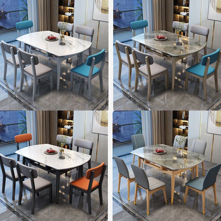 4 Legs Dining Table Sintered Stone Extendable Table for Kitchen Clearhalo 'Dining Tables & Seating' 'Dining Tables' 'dining_table' 'furn' 'furn_dining_table' 'Furniture' 'Kitchen & Dining Furniture' 1200x1200_76d3ab44-6723-485e-b3a8-0e90d3170ae7