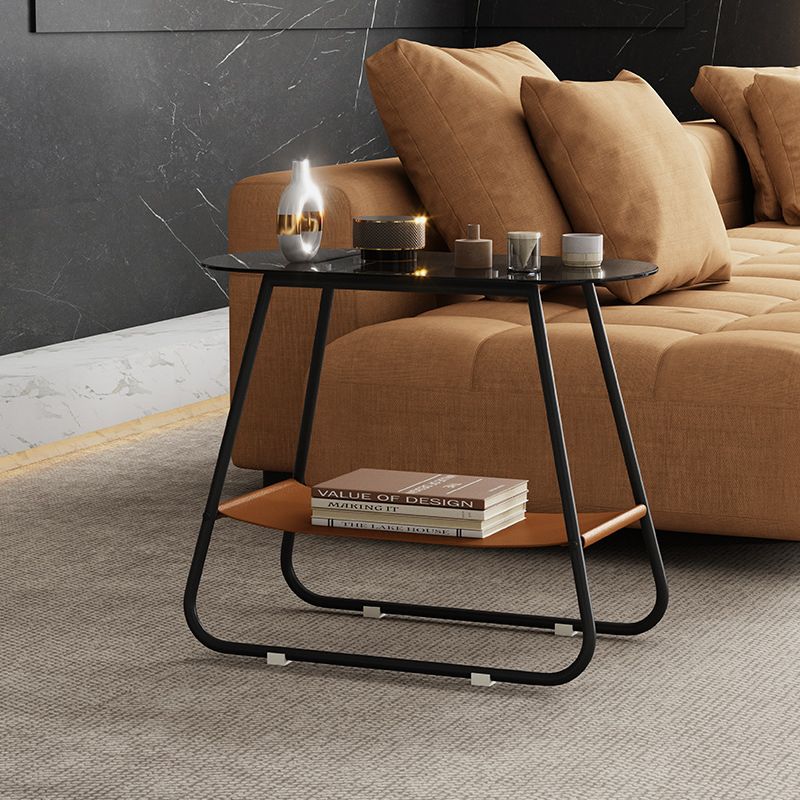 End Table Glass Sled with Storage Oval Contemporary Double Tier Side Table Clearhalo 'Coffee & Accent Tables' 'End & Side Tables' 'end_side_tables' 'furn' 'furn_end_side_tables' 'Furniture' 'Living Room Furniture' 1200x1200_76d6fe2f-a51e-43ad-a9ea-5b09d7d8a854