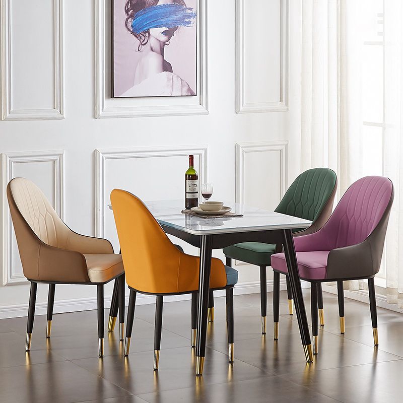 Contemporary Metal Dining Room Chairs Upholstered Dining Armchairs for Home Use Clearhalo ' kitchen&dining_furn' 'Dining Chairs' 'Dining Tables & Seating' 'dining_chair' 'furn' 'furn_dining_chair' 'Furniture' 'furniture_dining_chair' 'Kitchen & Dining Furniture' 'kitchen' 1200x1200_76d853eb-ae73-4d84-bf7c-02eaf6fe1186