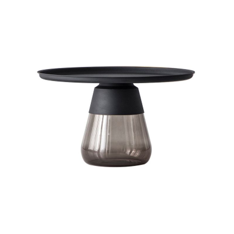 中世紀のモダンな台座トレイトップラウンドシングルコーヒーテーブル