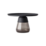 中世紀のモダンな台座トレイトップラウンドシングルコーヒーテーブル