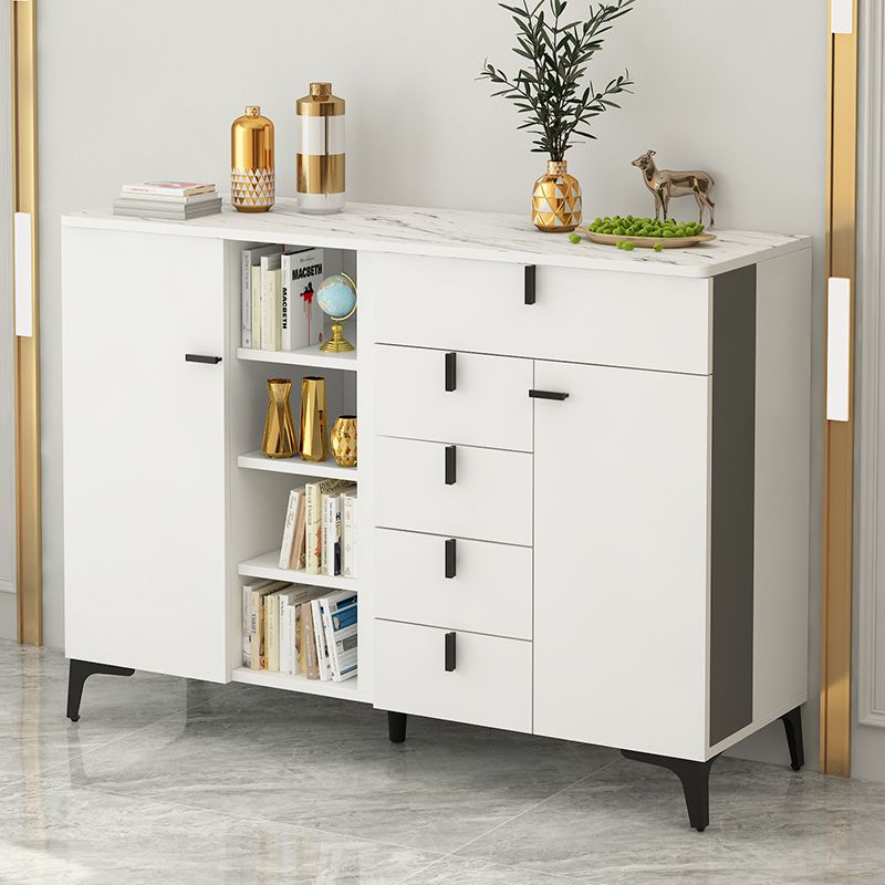 Modern White Wood Storage Chest with Soft-Close Drawers for Home