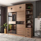 Modern Bedroom Wooden Storage Cabinet Sliding Doors Armoire with Glass Doors Clearhalo 'Armoires & Wardrobes' 'armoires_wardrobes' 'Bedroom Furniture' 'furn' 'furn_armoires_wardrobes' 'Furniture' 1200x1200_76dd4fd6-e3e6-4cd8-a1ef-1078bba7807f