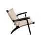 Woven Back Chair Square Arms Solid Wood Arm Chair for Living Room