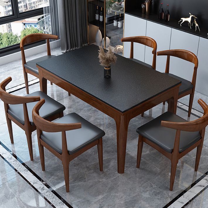 Stone Top Table Contemporary Rectangle Dining Table with 4 Legs