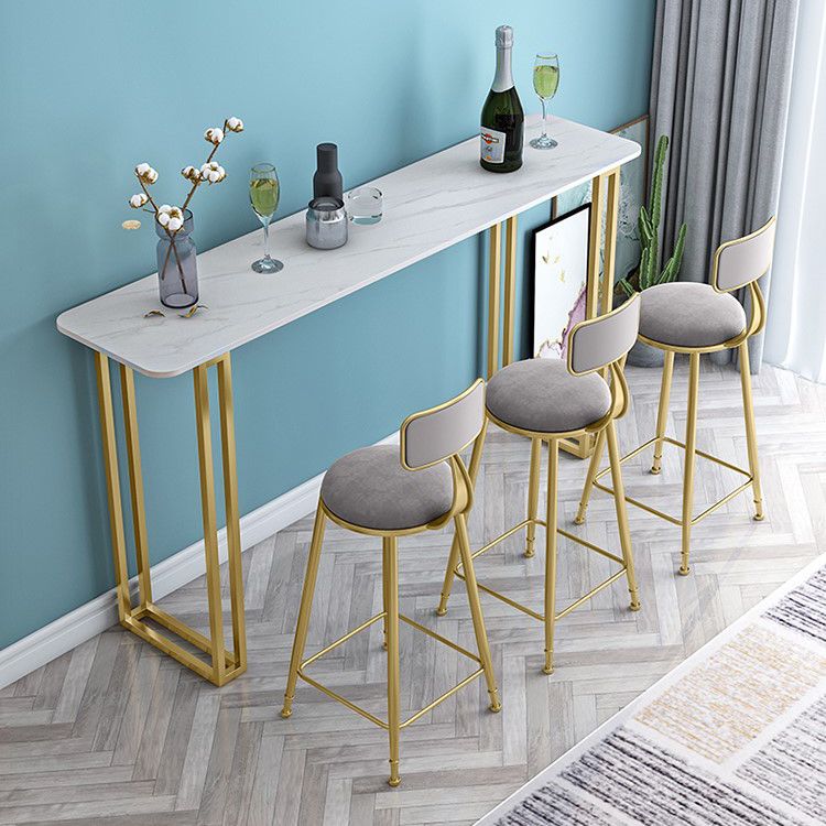 Modern Marble Counter Table with Rectangle Table Top Sled Table - 42" H Clearhalo 'Bar Furniture' 'Bar Tables' 'bar_tables' 'furn' 'furn_bar_tables' 'Furniture' 'furniture_bar_tables' 'Kitchen & Dining Furniture' 1200x1200_76e0c5b7-67dd-4618-b894-aad3c0a5a3b0