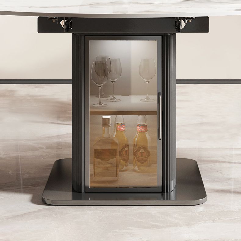 Nordic Sintered Stone Table Set of 5/7 with Round Table Foldable Dining Set with Leather Chairs Clearhalo 'Dining Room Sets' 'Dining Tables & Seating' 'dining_room_set' 'furn' 'furn_dining_room_set' 'Furniture' 'furniture_dining_room_set' 'Kitchen & Dining Furniture' 'kitchen&dining_furn' 'kitchen' 1200x1200_76e11657-5893-49fb-a049-67d35830a1d7