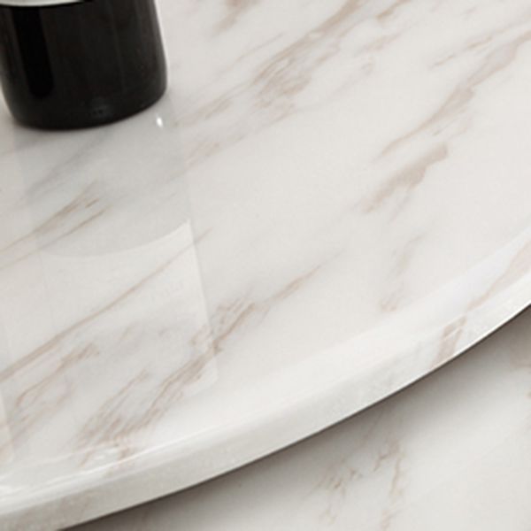 Sintered Stone Dining Table Modern White Convertible Furniture with Pedestal Base for Home