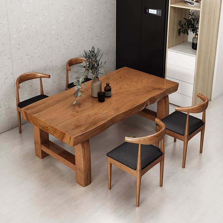 Pine Solid Wooden Table Rectangle Dining Table with Double Pedestal, in Brown Clearhalo ' dining_table' 'Dining Tables & Seating' 'Dining Tables' 'furn' 'furn_dining_table' 'Furniture' 'furniture_dining_table' 'Kitchen & Dining Furniture' 'kitchen&dining_furn' 'kitchen' 'kitchen_dining_table' 1200x1200_76e38bfb-e522-4135-870d-08c3e4ea4c77