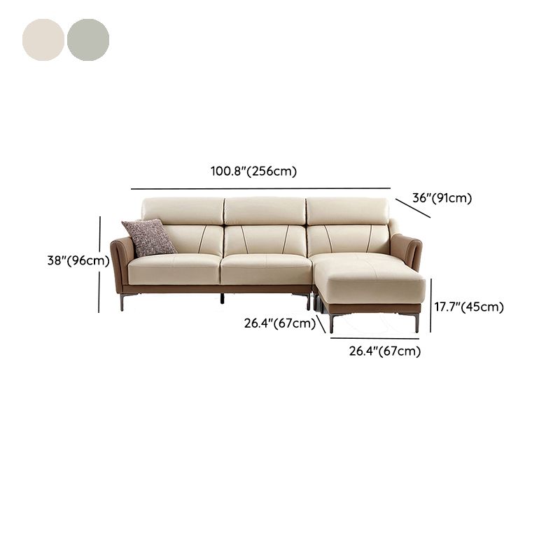 37.8 "W echt lederen vierkante arm sectionals bank, moderne Chesterfield Sectionals