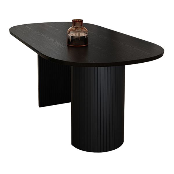 Oval Shape Modern Dining Table Two-Color Fixed Table with Double Pedestal Clearhalo ' dining_table' 'Dining Tables & Seating' 'Dining Tables' 'furn' 'furn_dining_table' 'Furniture' 'furniture_dining_table' 'Kitchen & Dining Furniture' 'kitchen&dining_furn' 'kitchen' 'kitchen_dining_table' 1200x1200_76e4ec84-7da5-40b0-9052-4a67e7913064