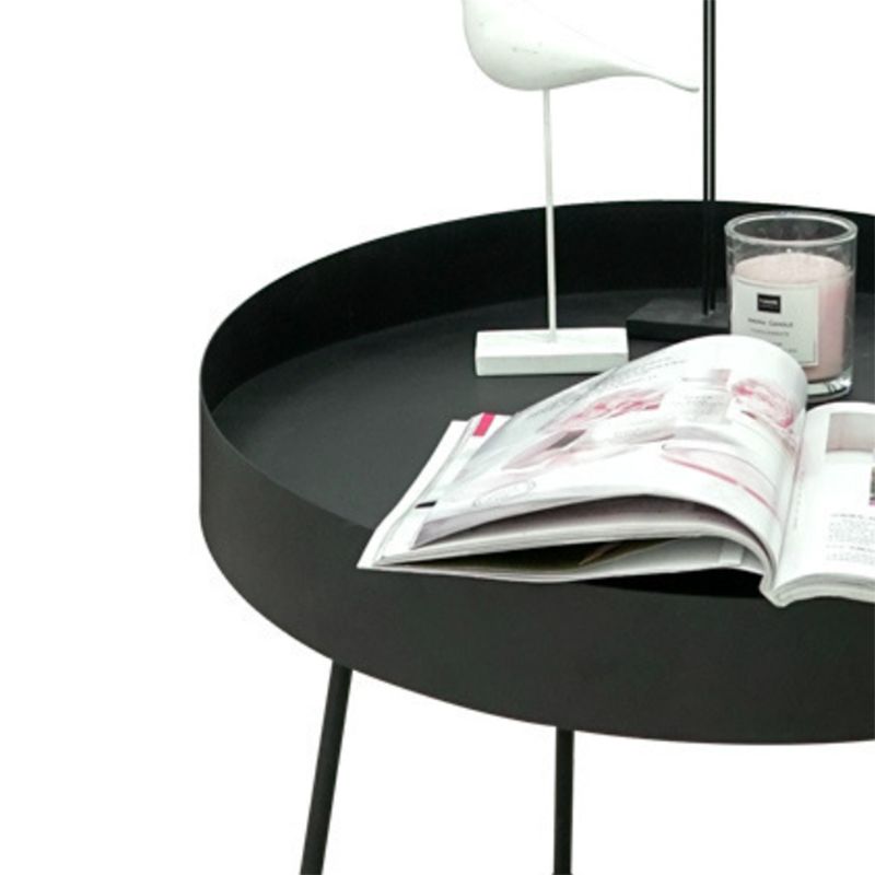 Mid-Century Modern Coffee Table with 4 Legs and Iron Round Top Clearhalo 'Coffee & Accent Tables' 'Coffee Tables' 'coffee_tables' 'furn' 'furn_coffee_tables' 'Furniture' 'Living Room Furniture' 1200x1200_76e75359-91bf-4960-94d8-3aac7a9d1564