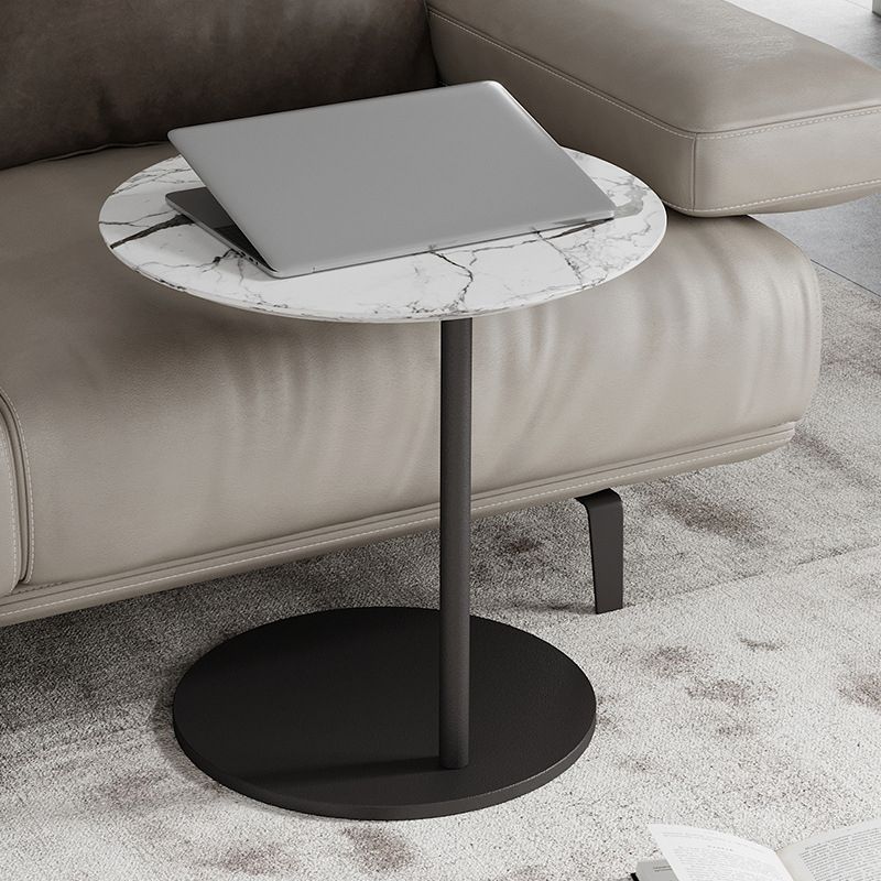 Modern Round Stone Pedestal Sofa Side Accent Table - Dia 19.69" Clearhalo 'Coffee & Accent Tables' 'End & Side Tables' 'end_side_tables' 'furn' 'furn_end_side_tables' 'Furniture' 'Living Room Furniture' 1200x1200_76e98d64-93be-4083-a960-83e44b396e30