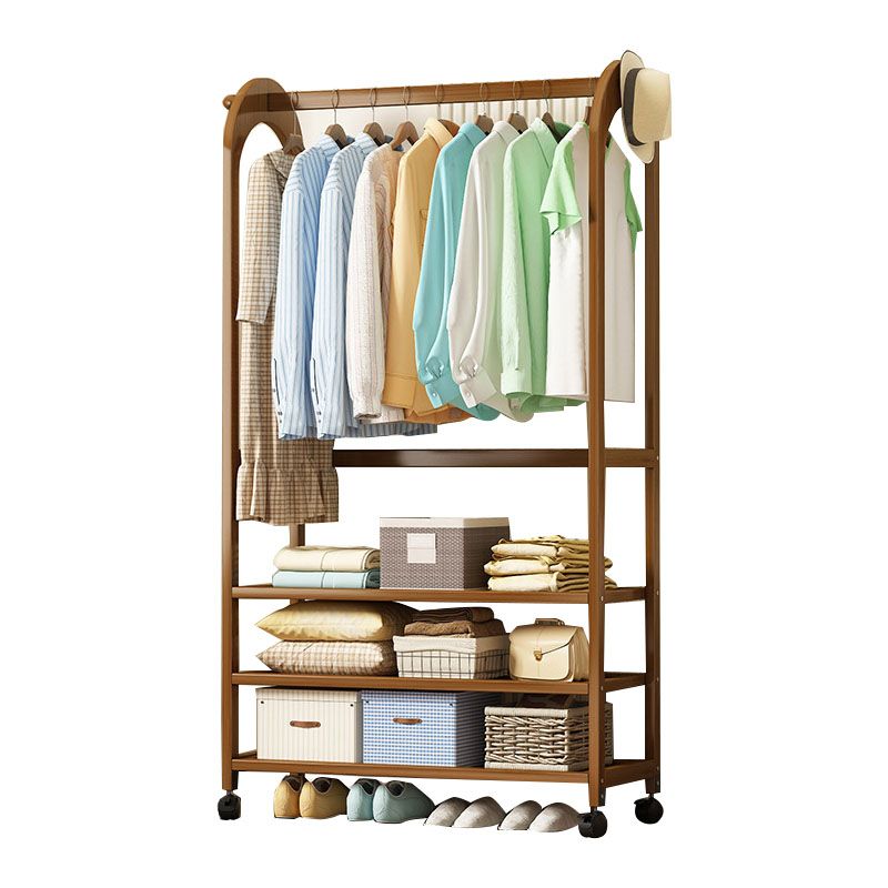 Colgador de madera estilo moderno estilo de pelaje para el suelo minimalista con polea