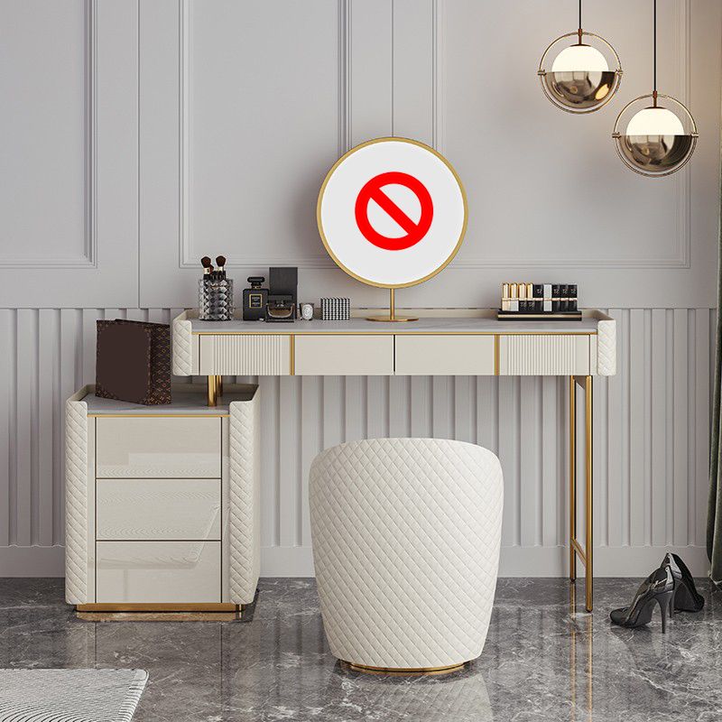 5 Speicherschubladen Eitelkeitssatz gerade Füße Kommode mit gepolstertem Hocker