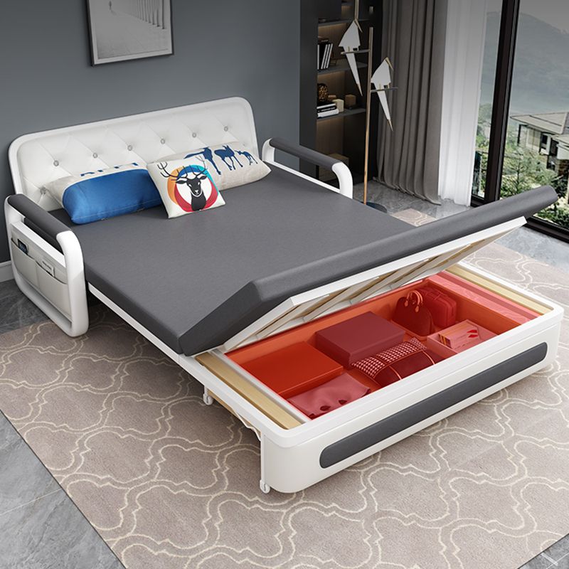 Square Arms Convertible Sofas Faux Leather Foldable Sleeper Sofa Clearhalo 'furn' 'furn_futons' 'Furniture' 'Futons & Daybeds' 'Futons' 'Living Room Furniture' 1200x1200_76ec1343-9cdc-4c4d-af27-b0de851e981e