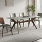Ensemble de salle à manger moderne, Table et chaises en pierre frittée, avec cadre en bois massif, 1/4/5/7 pièces
