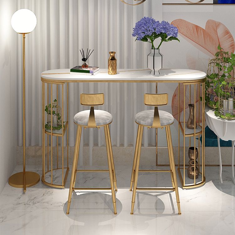 Low Back Upholstered Dining Stools Round Armless Bar Stools with Footrest