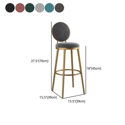 Nordic Armless Backrest Counter Stool Iron Kitchen Bar Stool with Velvet Cushion and Pedal Clearhalo 'Bar Furniture' 'Bar Stools' 'bar_stools' 'furn' 'furn_bar_stools' 'Furniture' 'furniture_bar_stools' 'Kitchen & Dining Furniture' 1200x1200_76edc99d-03cc-4476-9104-89eda7cffda6