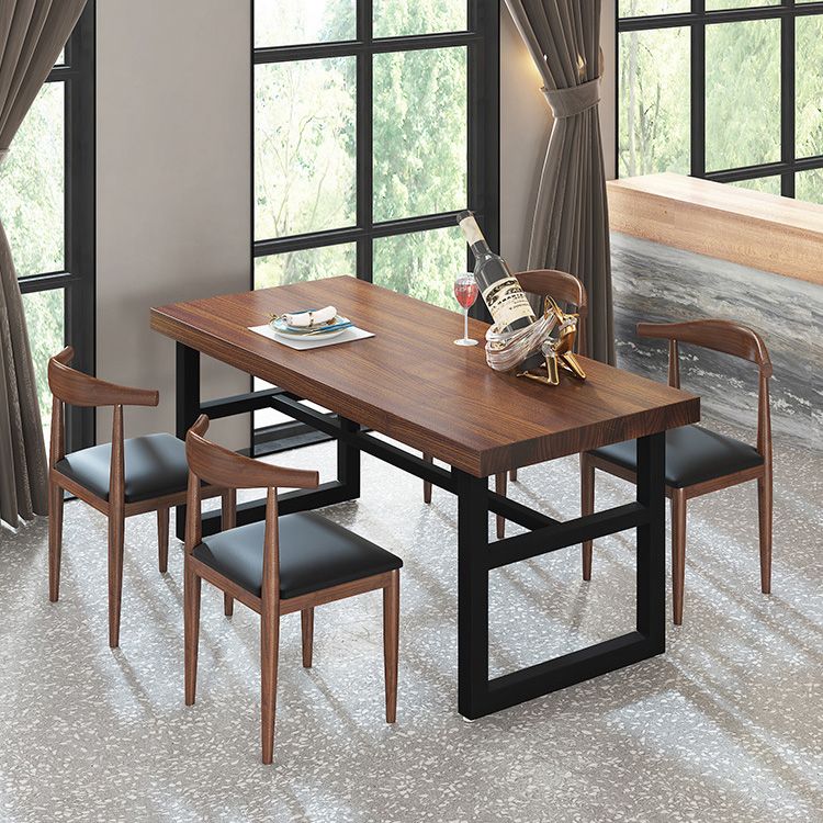 Industrial Rectangle Dining Table Wooden Table with Metal Base for Home Use Clearhalo 'Dining Tables & Seating' 'Dining Tables' 'dining_table' 'furn' 'furn_dining_table' 'Furniture' 'Kitchen & Dining Furniture' 1200x1200_76edeeb9-035a-475c-a578-fdf1cffb9e46