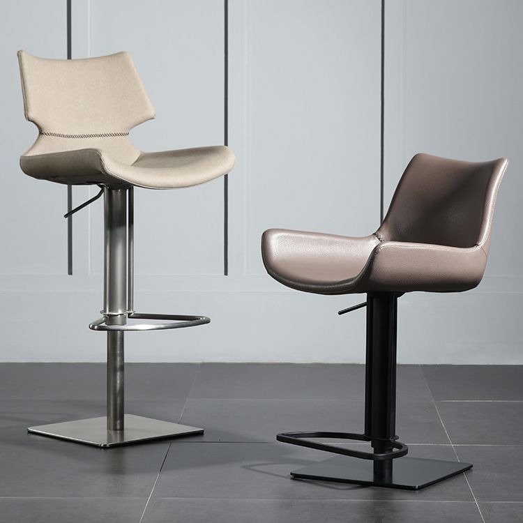 Armless Bar Stools Adjustable Height Dining Stools with Metal Base