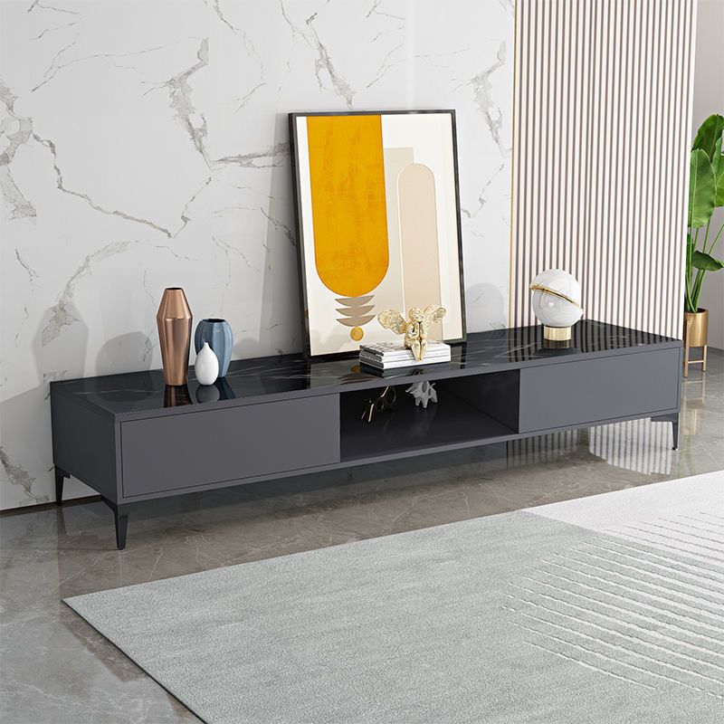 Contemporary 2-Door TV Stand 1-Open Shelf TV Console - 15.75" H Clearhalo 'furn' 'furn_tv_stands_entertainment_centers' 'Furniture' 'Living Room Furniture' 'TV Stands & Entertainment Centers' 'TV Stands & Media Storage Furniture' 'tv_stands_entertainment_centers' 1200x1200_76efe353-aabc-4fe4-98fd-da8c30959081