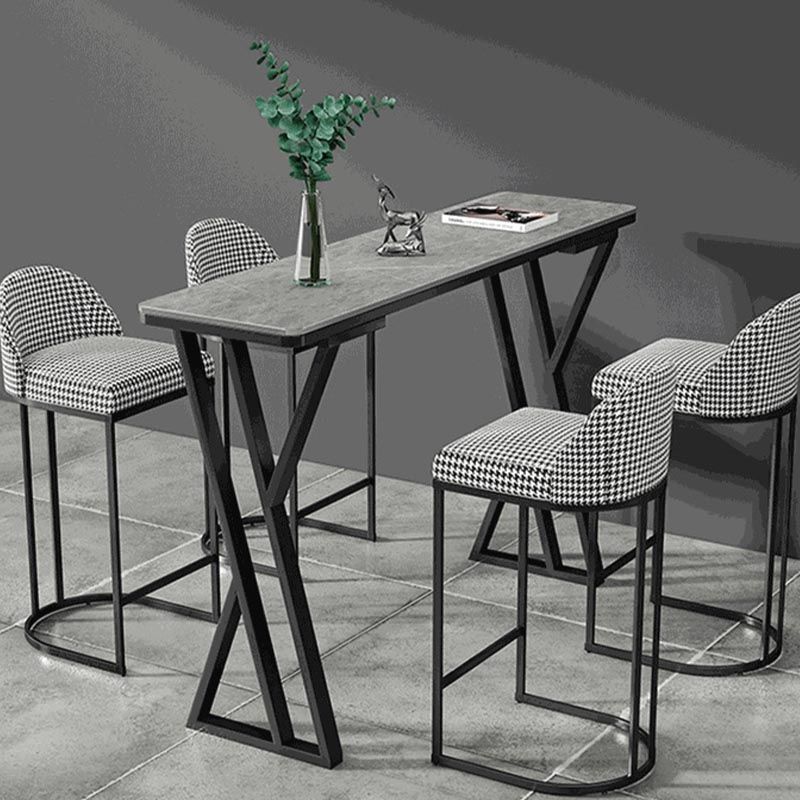 Sintered Stone Top Rectangular Pub Table Industrial Bistro Table with Double Pedestal Clearhalo 'Bar Furniture' 'Bar Tables' 'bar_tables' 'furn' 'furn_bar_tables' 'Furniture' 'Kitchen & Dining Furniture' 1200x1200_76f23a67-161c-4619-ad15-b9fea3aea647