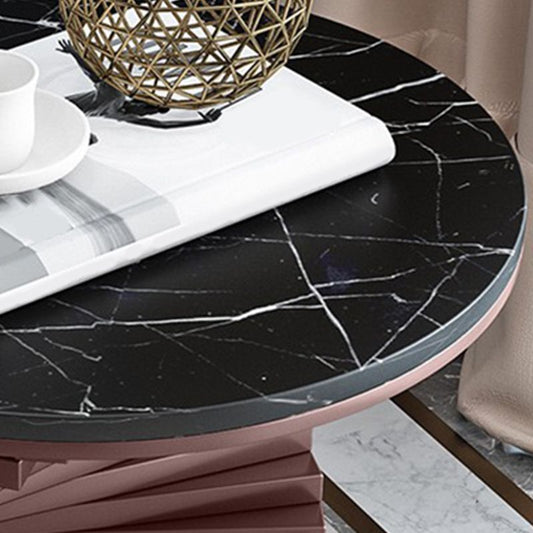 Tavolino moderno di marmo rotondo in marmo 19.6 "tavolino astratto di ferro alto