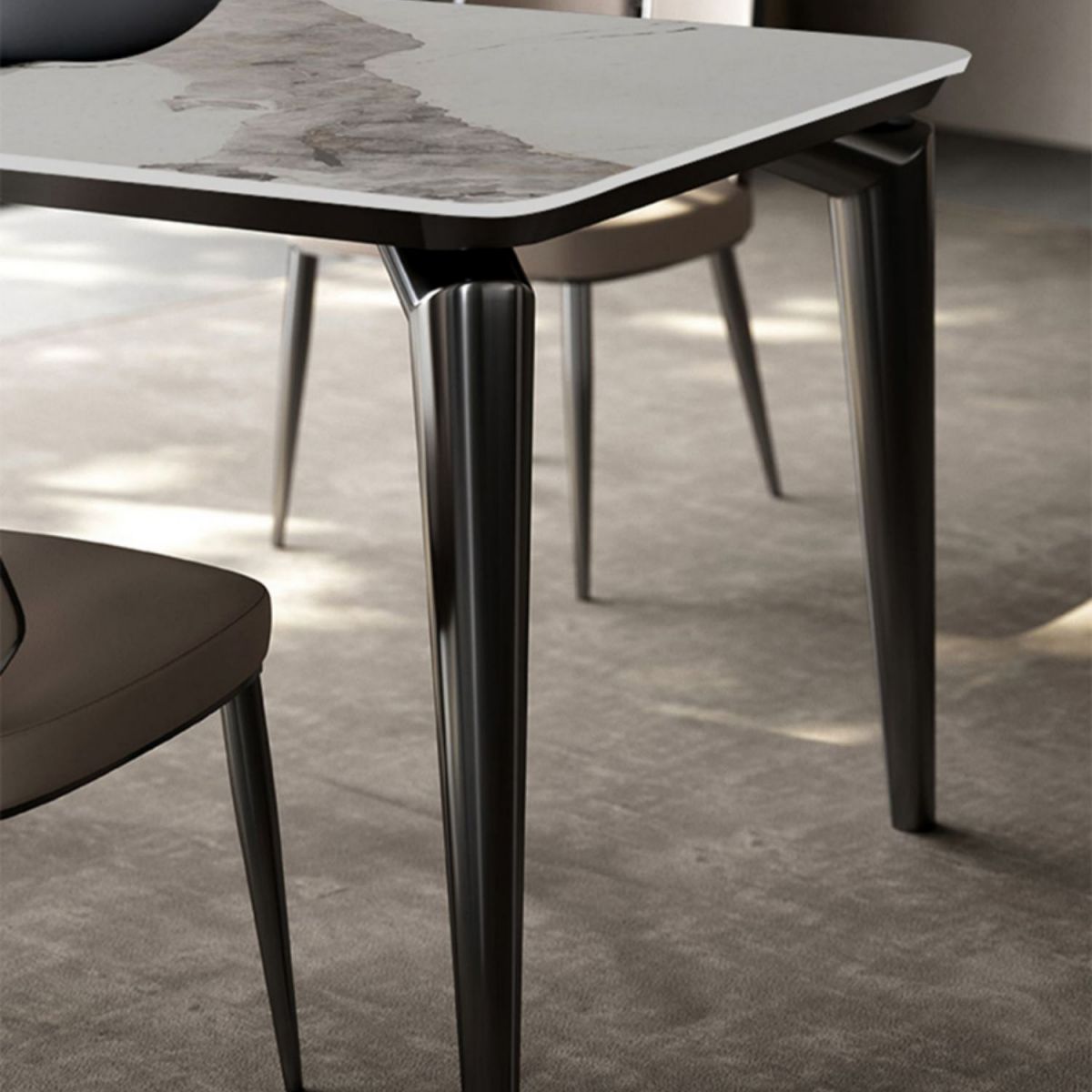 Designer Style Sintered Stone Dining Set Rectangle 1/3/4/6 Pieces Dining Room Table Set Clearhalo 'Dining Room Sets' 'Dining Tables & Seating' 'dining_room_set' 'furn' 'furn_dining_room_set' 'Furniture' 'Kitchen & Dining Furniture' 1200x1200_76f286b0-e1f5-4e5a-9d61-797946422181