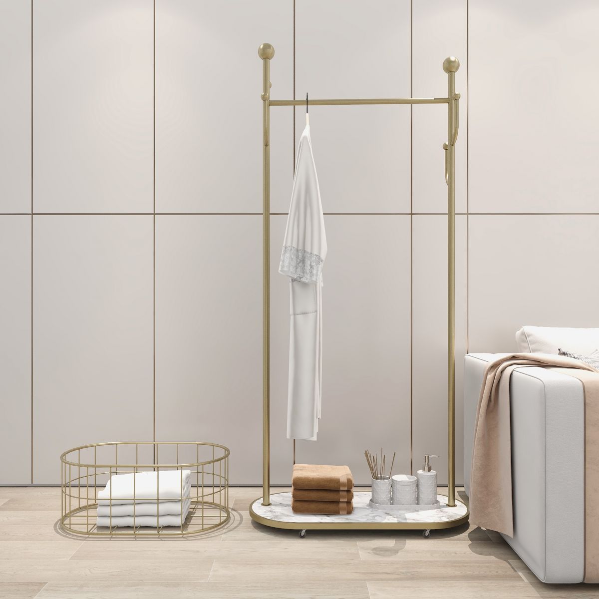 Metal Free Standing Hall Tree Contemporary Hall Stand con ganci per cappotto per il corridoio