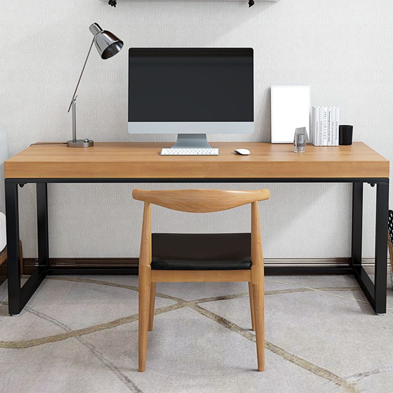 Industrial Metal Sled Office Desk Brown Home Writing Desk with Metal Legs Clearhalo 'furn' 'furn_office_desk' 'Furniture' 'Office Desks' 'Office Furniture' 'office_desk' 1200x1200_76f8a731-5c3c-45f3-8f4b-0d09d82538d2