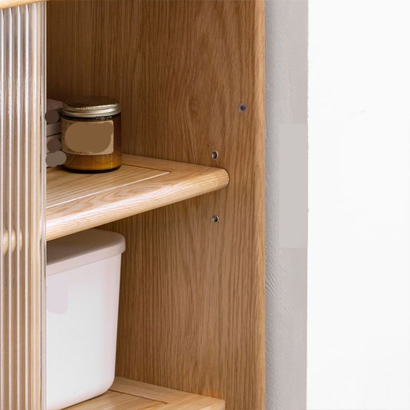 Natural Solid Wood Grooves Glass Paned Living Room Accent Cabinet with Shelves Clearhalo 'Cabinets & Chests' 'cabinets_chests' 'furn' 'furn_cabinets_chests' 'Furniture' 'Living Room Furniture' 1200x1200_76f8dd4a-c697-40b5-ad1f-d4d2512ddf76