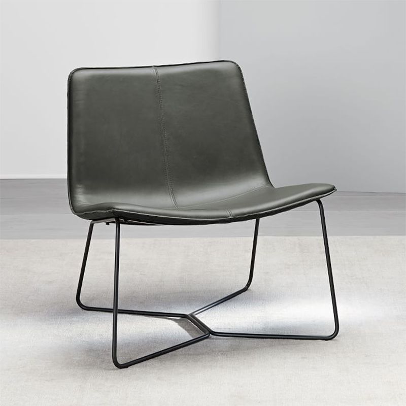 Industrieel 24,4 "brede faux lederen vaste rug metalen basis armloze stoel