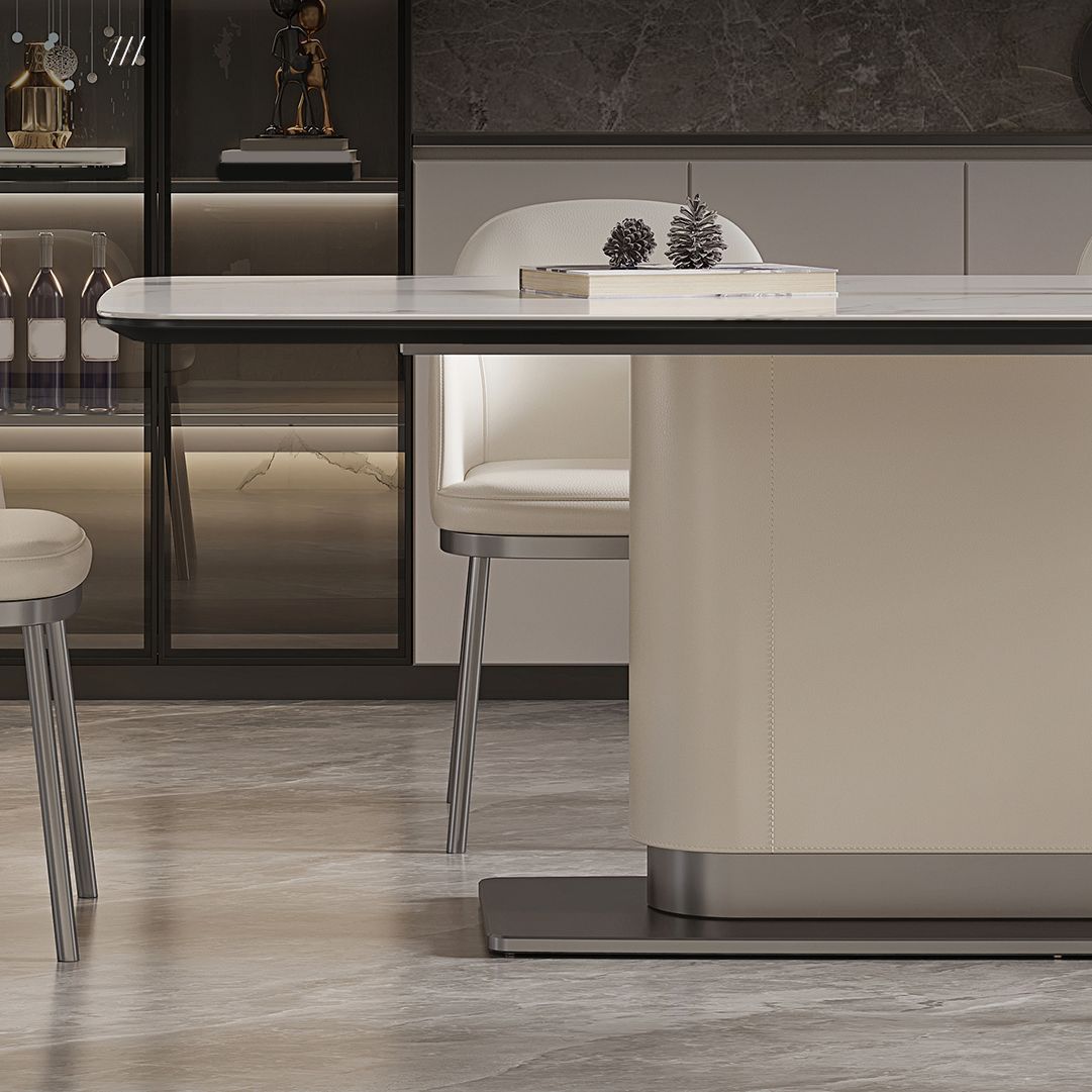 コンテンポラリーホワイトストーンダイニングセット1/4/7ピースアームチェア付きダイニングテーブルセット