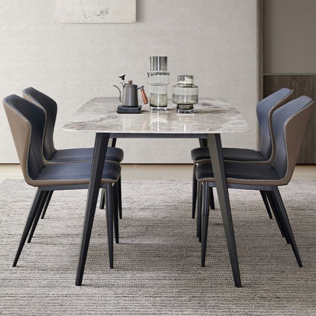 Designer Style Sintered Stone Dining Set Rectangle 1/4/5/7 Pieces Dining Room Table Set Clearhalo 'Dining Room Sets' 'Dining Tables & Seating' 'dining_room_set' 'furn' 'furn_dining_room_set' 'Furniture' 'furniture_dining_room_set' 'Kitchen & Dining Furniture' 1200x1200_76fa003f-71d2-4403-829b-a085500925fe