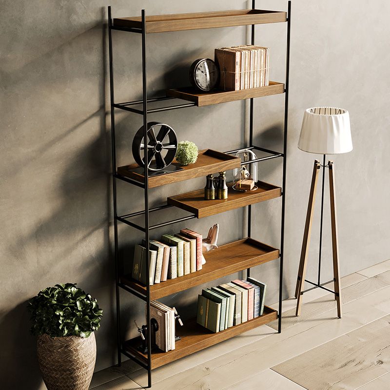 Contemporary Wooden Bookshelf Open Back Etagere Bookcase with Shelves Clearhalo 'Bookcases' 'furn' 'furn_bookcases' 'Furniture' 'Office Furniture' 1200x1200_76fa54d1-e4b8-4ad1-9bdc-c99a5e59e463