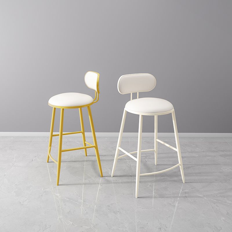 Indoor Round Modern Bar & Counter Stool White Upholstered Low Back Counter Bar Stool