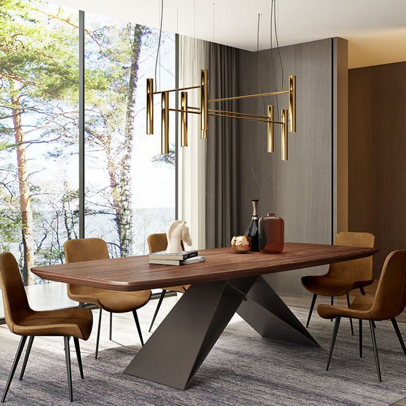 Industrial Rectangle Dining Table Wood Table with Metal Legs for Home Clearhalo 'Dining Tables & Seating' 'Dining Tables' 'dining_table' 'furn' 'furn_dining_table' 'Furniture' 'Kitchen & Dining Furniture' 1200x1200_76fb853a-913f-43a2-84da-07c0df77cf5d