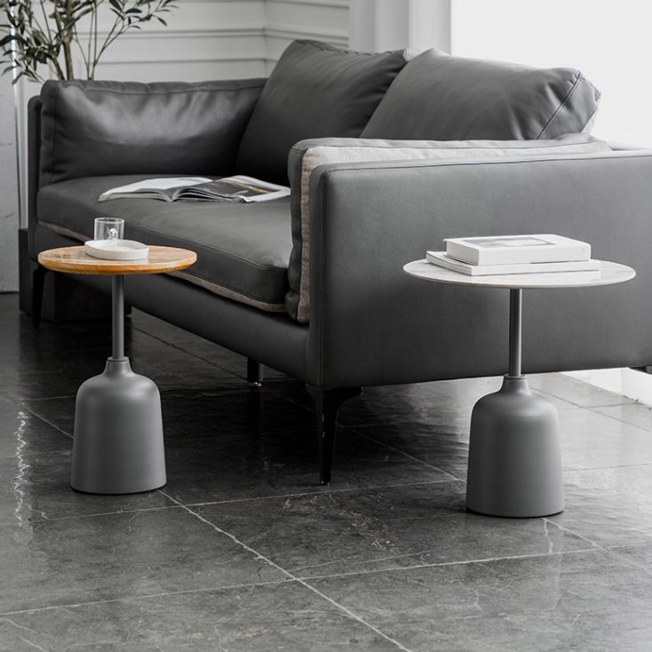 Modernistic Pedestal End Table Slate/Wood Top Round Corner Table Clearhalo 'Coffee & Accent Tables' 'End & Side Tables' 'end_side_tables' 'furn' 'furn_end_side_tables' 'Furniture' 'Living Room Furniture' 1200x1200_76fe50e3-6fdb-48c3-b122-6d213ee884f1