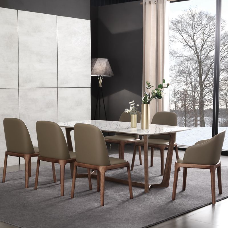 Minimalist Style Arm Dining Chairs Leather Solid Back Upholstered Chairs (Set of 2) Clearhalo ' kitchen&dining_furn' 'Dining Chairs' 'Dining Tables & Seating' 'dining_chair' 'furn' 'furn_dining_chair' 'Furniture' 'furniture_dining_chair' 'Kitchen & Dining Furniture' 'kitchen' 1200x1200_76ff5425-fcb5-47ce-b8fb-77890533574f
