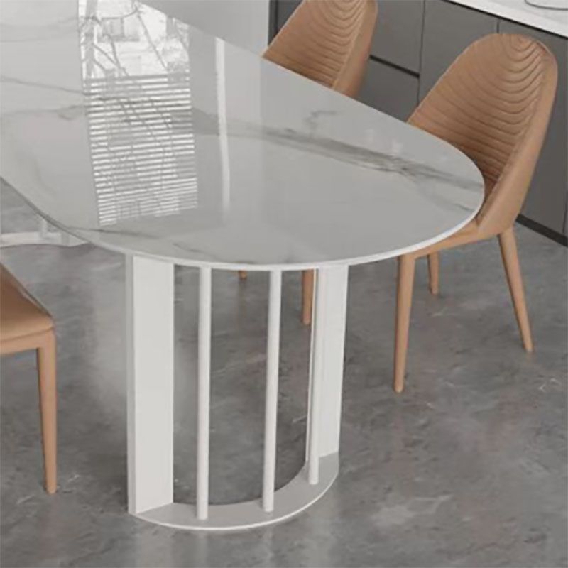 Sintered Stone Top Table with Double Pedestal Modern White Table for Restaurant Clearhalo 'Dining Tables & Seating' 'Dining Tables' 'dining_table' 'furn' 'furn_dining_table' 'Furniture' 'furniture_dining_table' 'Kitchen & Dining Furniture' 'kitchen' 'kitchen_dining_table' 1200x1200_77009400-6ab8-4979-9e69-567c03f6933f