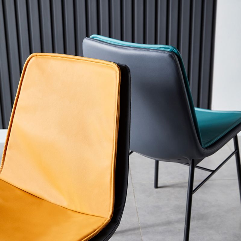 Industrial Design Faux Leather Dining Chairs Armless Solid Back Chair Clearhalo ' kitchen&dining_furn' 'Dining Chairs' 'Dining Tables & Seating' 'dining_chair' 'furn' 'furn_dining_chair' 'Furniture' 'furniture_dining_chair' 'Kitchen & Dining Furniture' 'kitchen' 1200x1200_7700dce6-a73c-4806-936c-0ec5ab9ca611