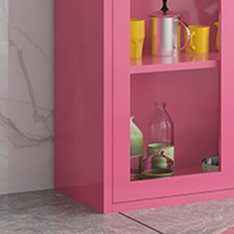 Contemporary Storage Cabinet Antique Finish Side Cabinet with Glass Paned Clearhalo 'Cabinets & Chests' 'cabinets_chests' 'furn' 'furn_cabinets_chests' 'Furniture' 'Living Room Furniture' 1200x1200_77022790-4e75-4d80-bf0e-ad50d210b4c0