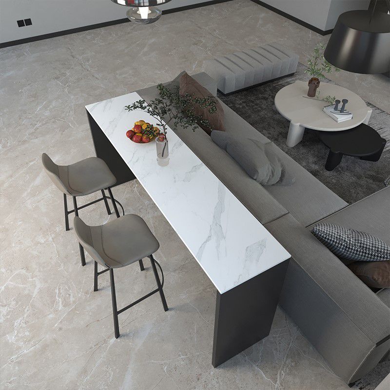 Stone Bar Dining Table Modern Rectangle Bar Table with Double Pedestal for Dining Room Clearhalo 'Bar Furniture' 'Bar Tables' 'bar_tables' 'furn' 'furn_bar_tables' 'Furniture' 'furniture_bar_tables' 'Kitchen & Dining Furniture' 1200x1200_7702d0d2-0891-411d-8f01-7ae21a7c0124