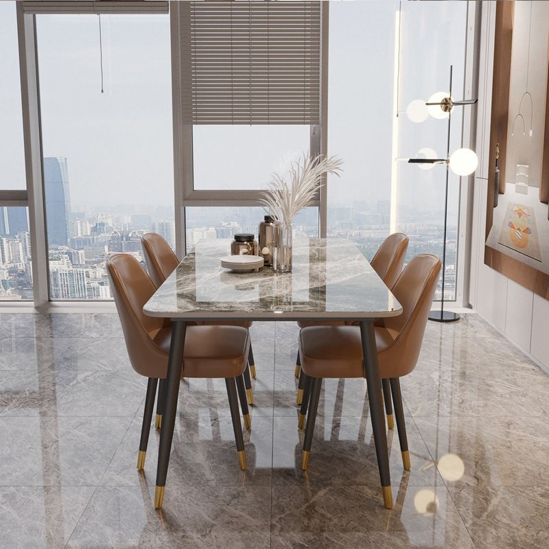 Stone Top Dining Table Modern Rectangle Dining Table with 4 Legs in Black Clearhalo 'Dining Tables & Seating' 'Dining Tables' 'dining_table' 'furn' 'furn_dining_table' 'Furniture' 'furniture_dining_table' 'Kitchen & Dining Furniture' 'kitchen' 'kitchen_dining_table' 1200x1200_7703286e-8adf-4791-8600-69301d461304