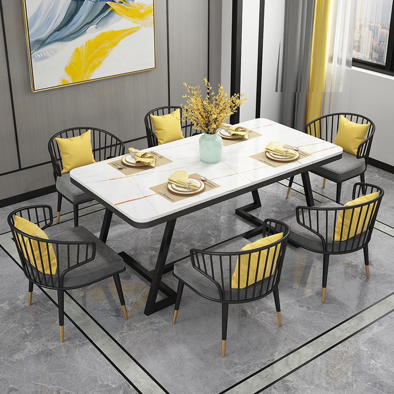 Set di dinette glam con sedie in metallo nero 1/2/5/7 pezzi Set da pranzo lucido