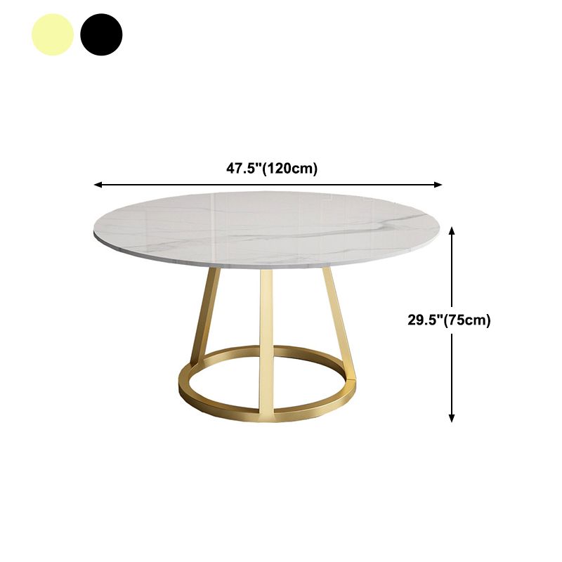 Mesa de comedor redonda contemporánea Mesa de pedestal de hierro con tapa de piedra sinterizada