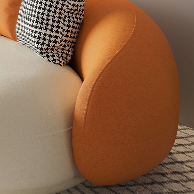 Curved Armless Seating Stain Resistant Sofa in Orange and Gray