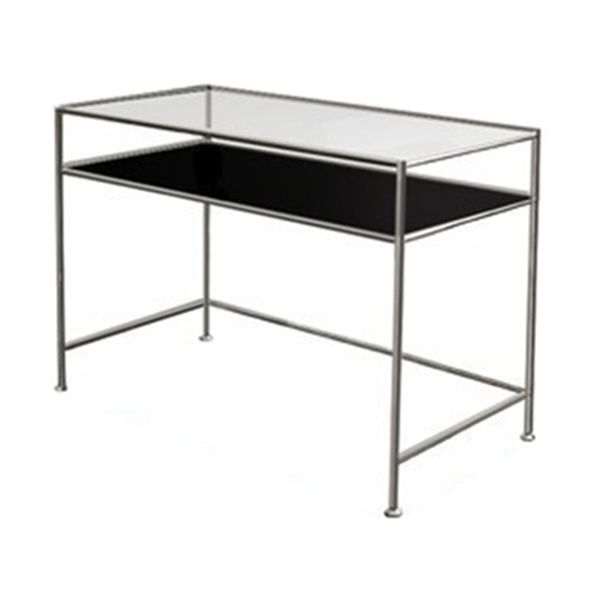 Bureau de bureau en verre moderne de 31,5 pouces de haut avec des jambes en acier inoxydable